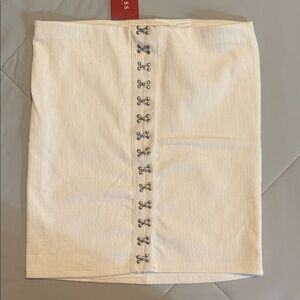 Guess Cream Mini Skirt with Silver Accents